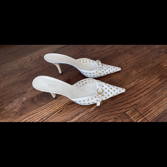 White Gucci Mules size 10 B Vintage - Picture 1 of 5